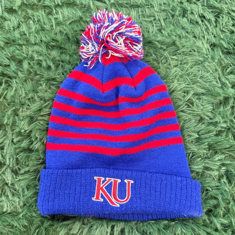 University of Kansas JayHawks Blue | Red Pom Pom Beanie Skullie Touque Unisex